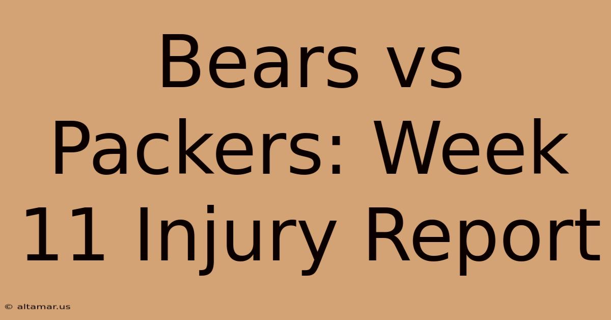 Bears Vs Packers: Week 11 Injury Report