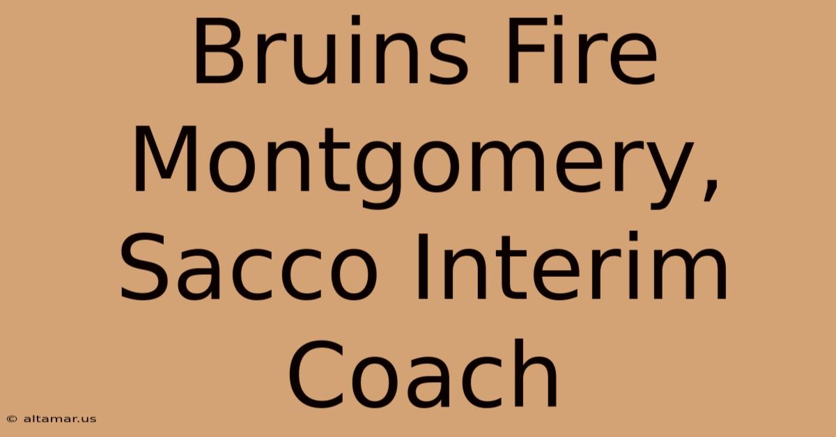 Bruins Fire Montgomery, Sacco Interim Coach