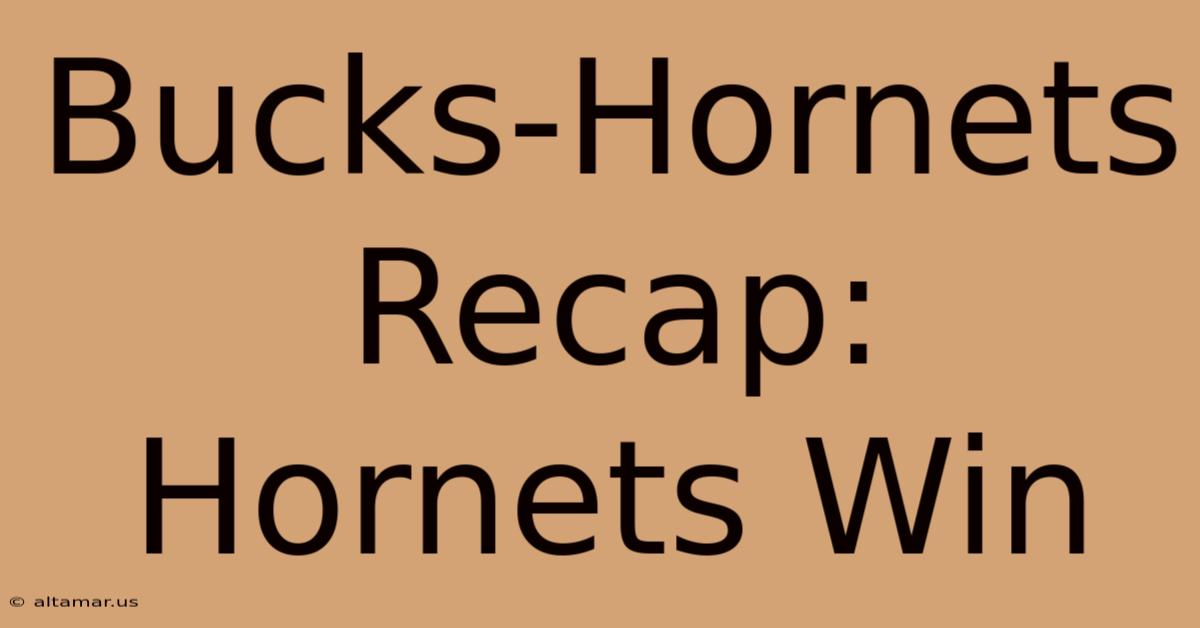 Bucks-Hornets Recap: Hornets Win