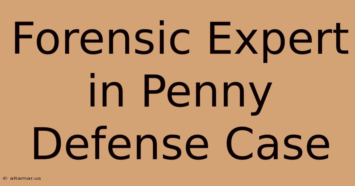 Forensic Expert In Penny Defense Case