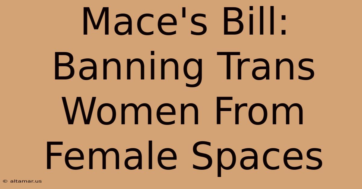 Mace's Bill: Banning Trans Women From Female Spaces