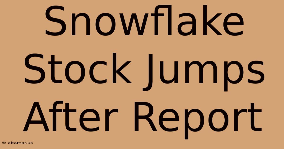 Snowflake Stock Jumps After Report