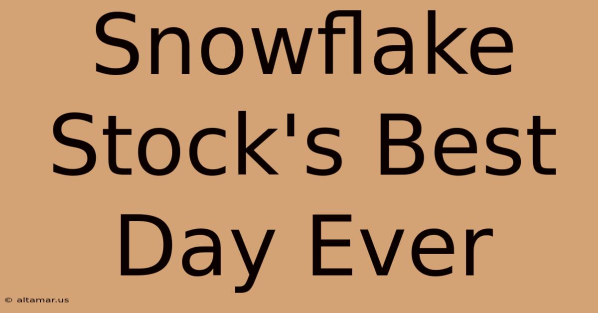 Snowflake Stock's Best Day Ever