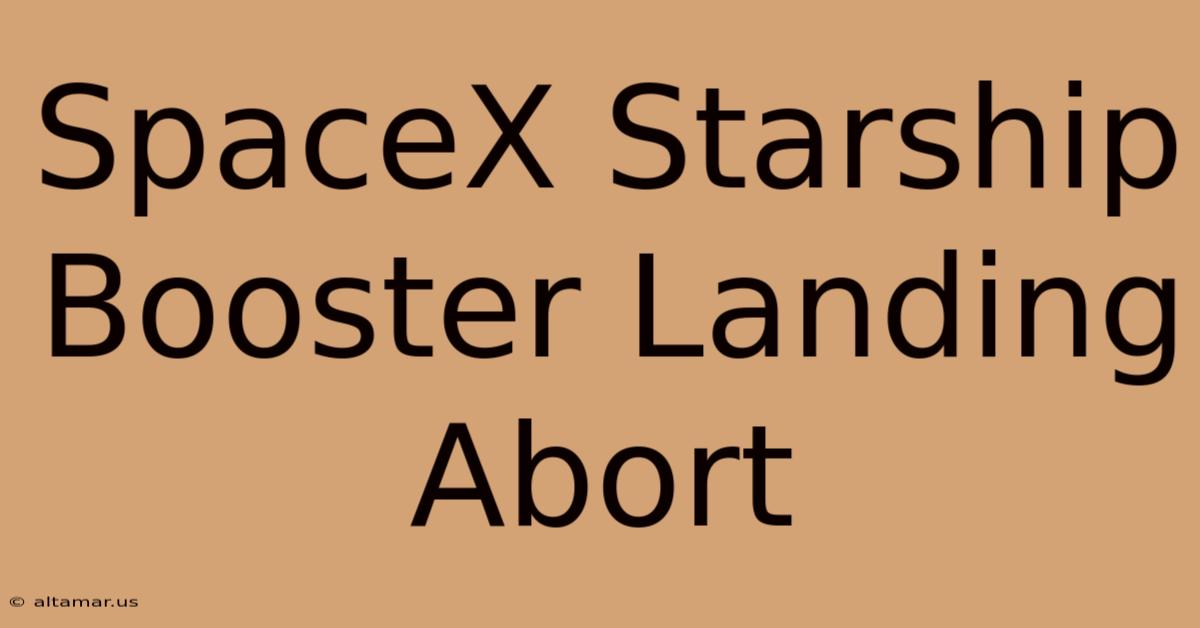 SpaceX Starship Booster Landing Abort