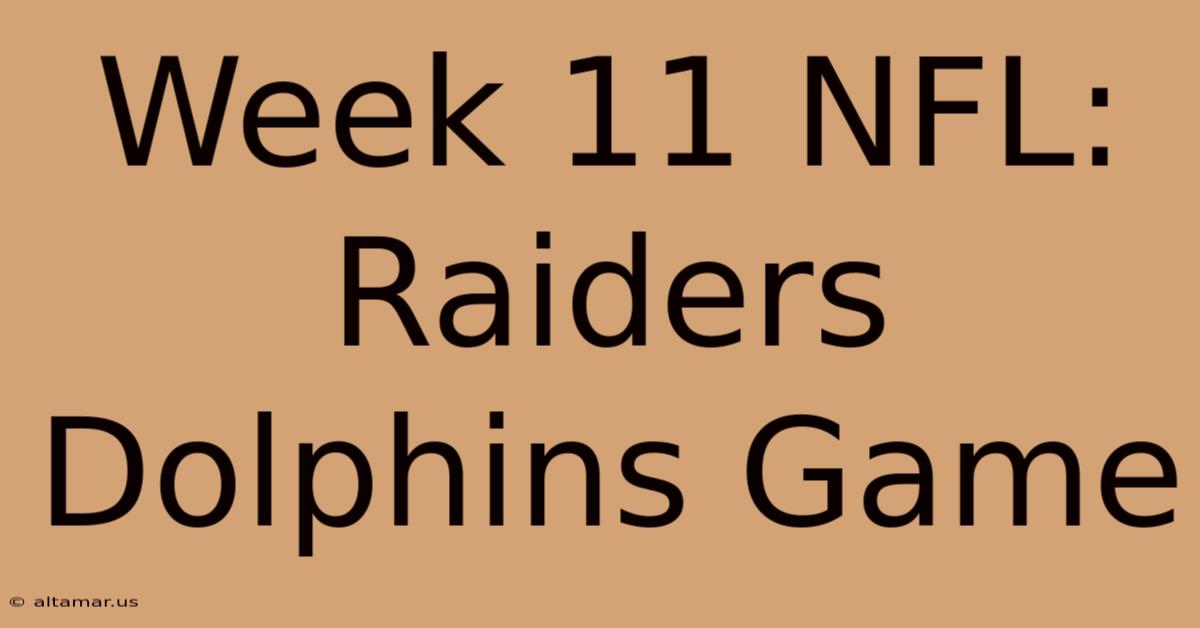 Week 11 NFL: Raiders Dolphins Game