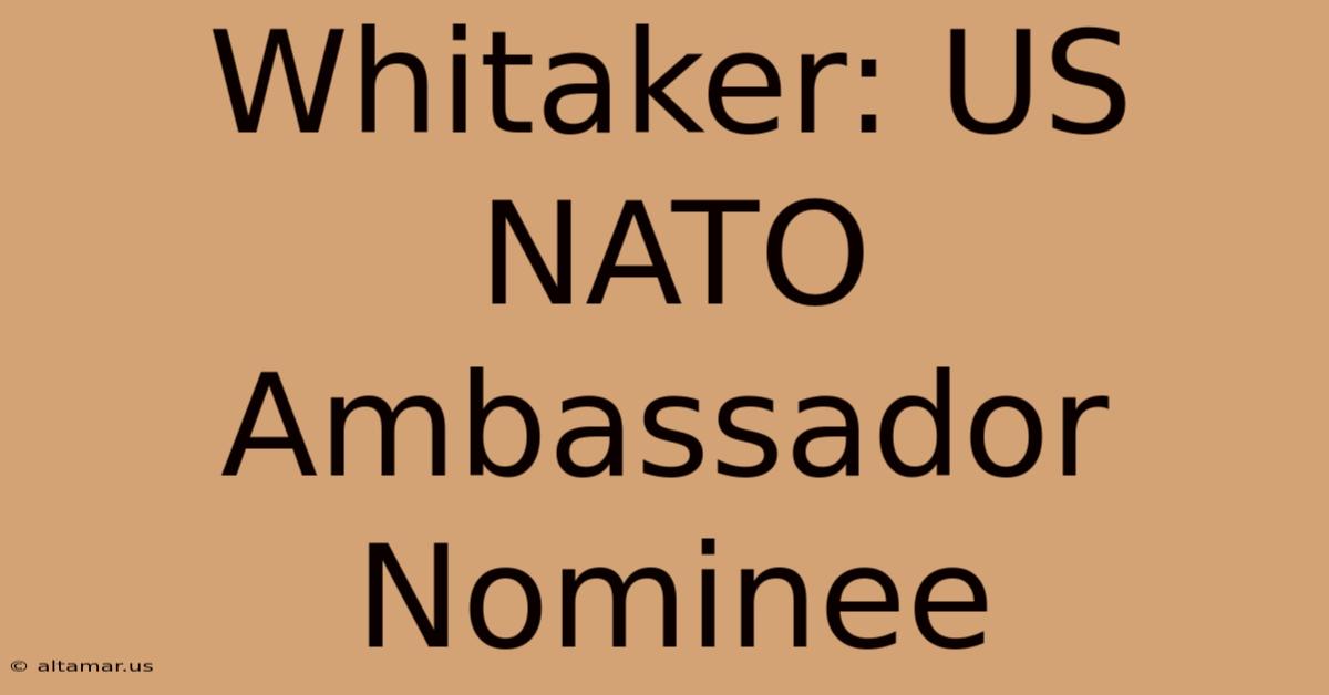 Whitaker: US NATO Ambassador Nominee